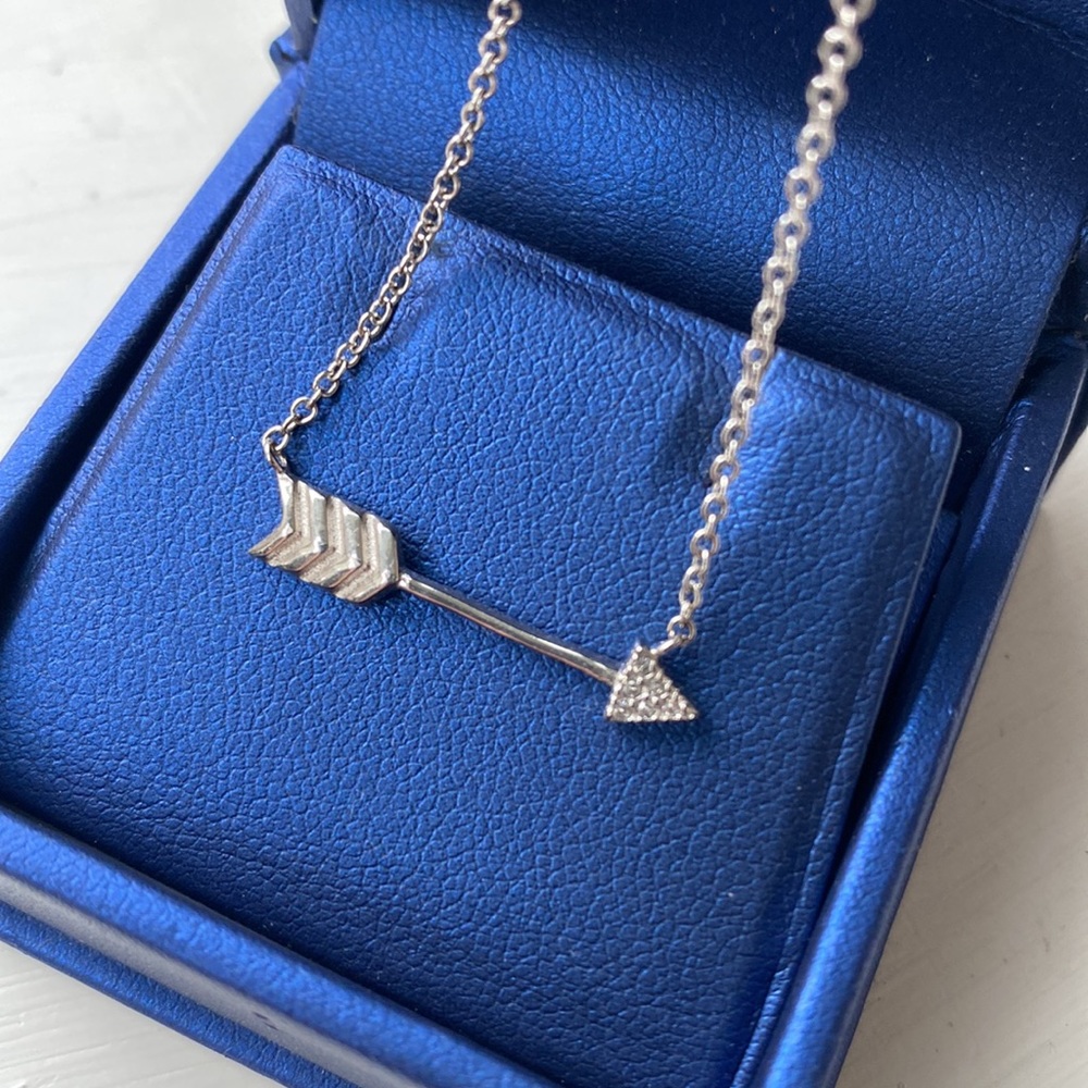 Sterling Silver Crystal Embellished Arrow Necklace